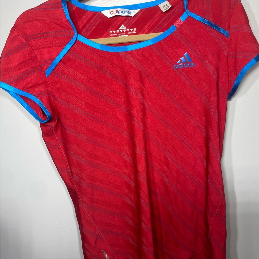 Adidas Adipure Red and Blue Athletic Top